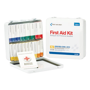 First Aid Only™ Unitized Ansi Class A Weatherproof First Aid Kit For 50 People, 24 Pieces, Metal Case freeshipping - TVN Wholesale
